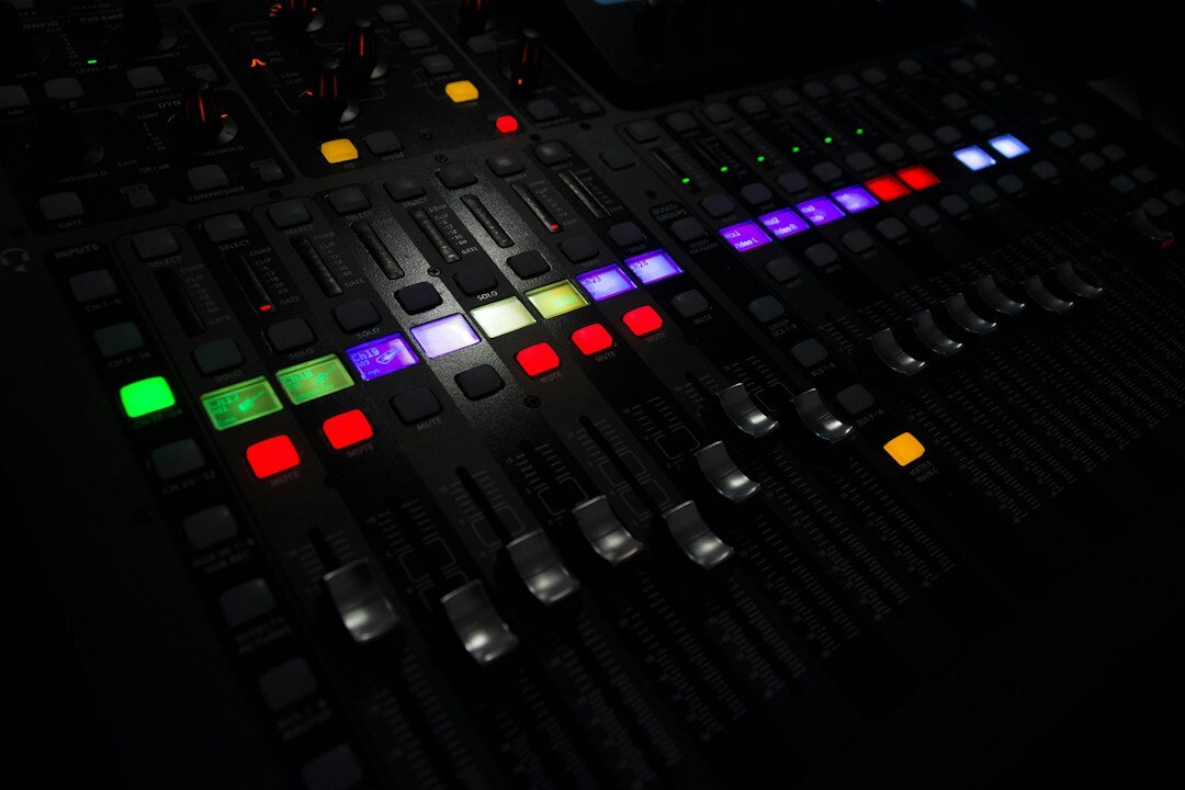 audio mixer in recording studio